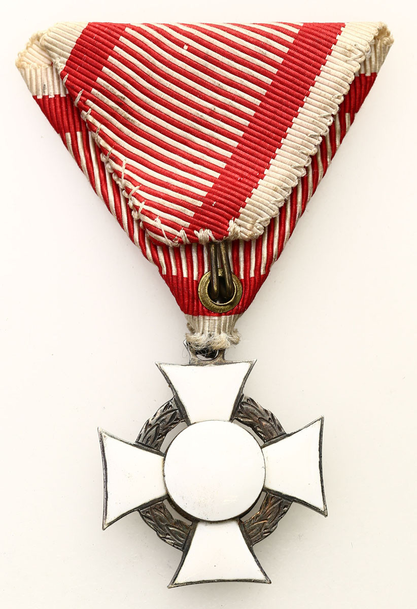 Austro-Węgey. Srebrny Krzyż zasługi - VER DIENST, Dekoracją Wojenną i mieczami, srebro